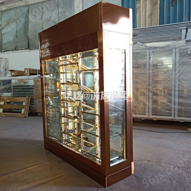 四面玻璃红酒展示柜玫瑰金酒柜高端商用红酒展示冷藏柜(图7)