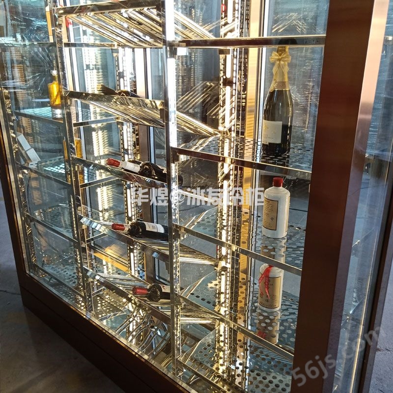 四面玻璃红酒展示柜玫瑰金酒柜高端商用红酒展示冷藏柜(图8)