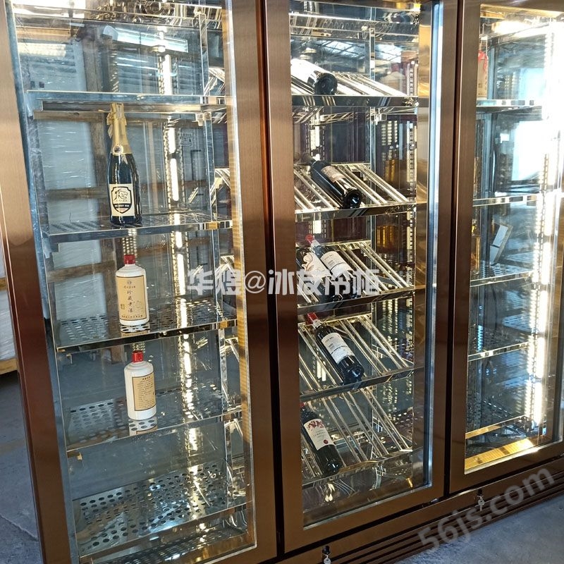 四面玻璃红酒展示柜玫瑰金酒柜高端商用红酒展示冷藏柜(图6)
