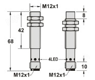 电感式接近传感器M12系列接插件黄铜镀镍尺寸图