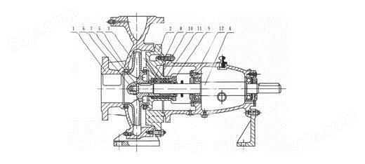 IR型单级热水离心泵结构图