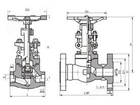 J41H-300LB美标焊接截止阀结构图