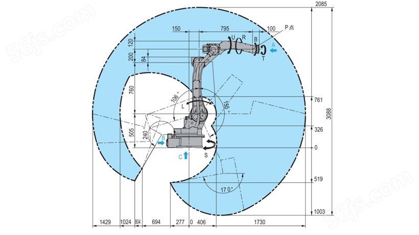 安川 MH24/6F/3F 上下料机器人运行轨迹图